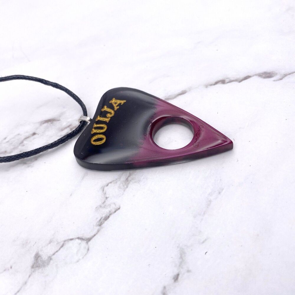 Black Magenta Chrome Dipped Ouija Planchette Necklace - Picture 8 of 9